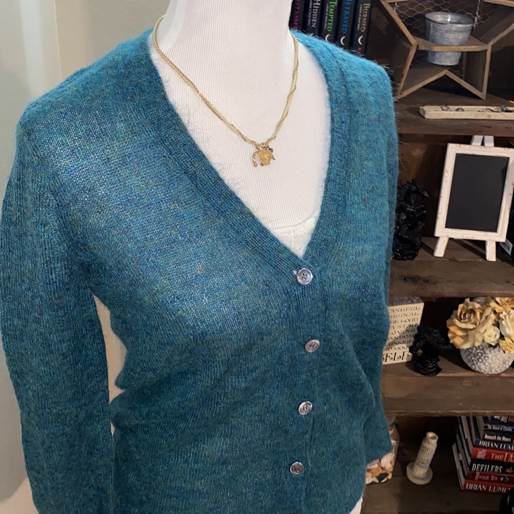 J. Crew Teal Blue V-Neck Button Cardigan